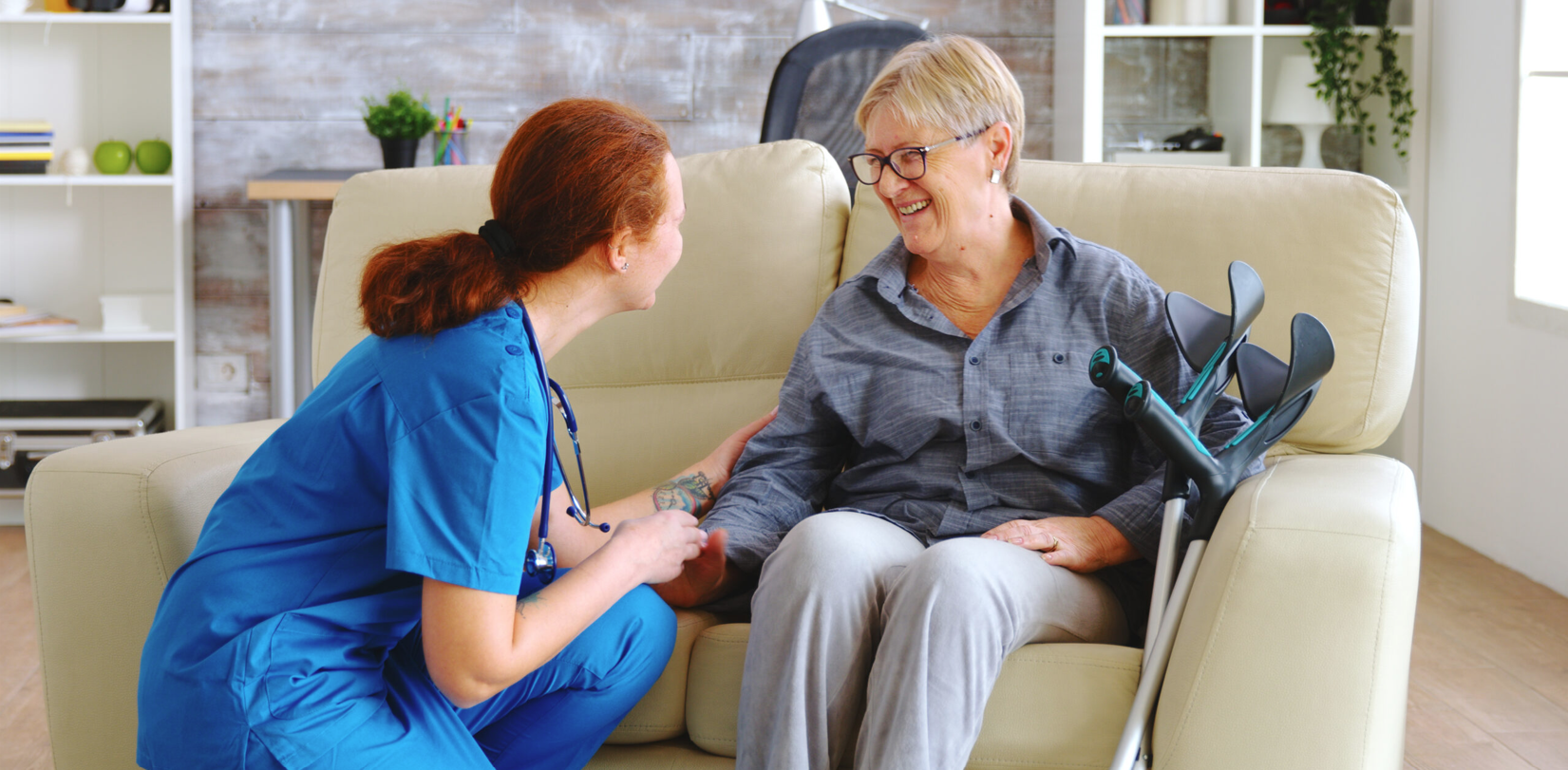 Home Heal Healthcare nurse speaking with a patient at home